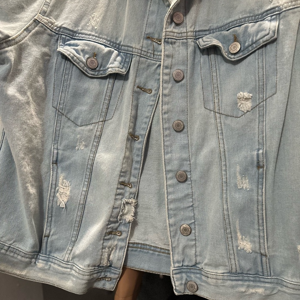 Light Blue Distressed Denim Jacket